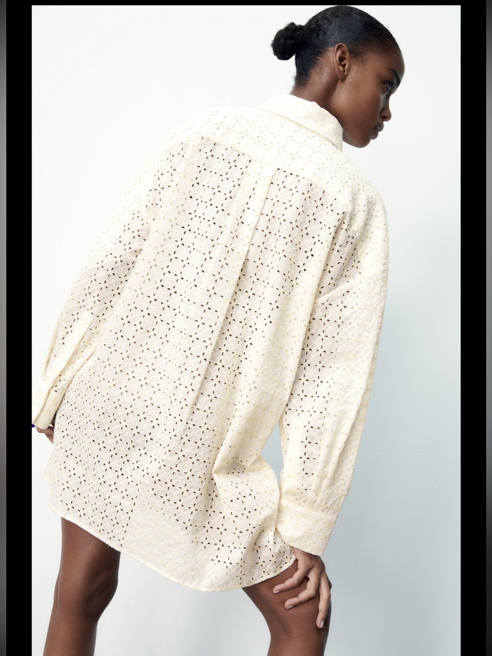 Zara oversized embroidered eyelets shirt - Picture 6 of 11
